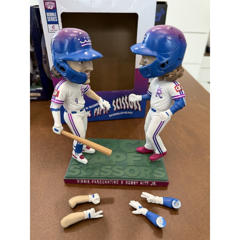 Bobby Witt Jr. &Vinnie Pasquantino KC Royals Rock Paper Scissors Bobblehead-READ